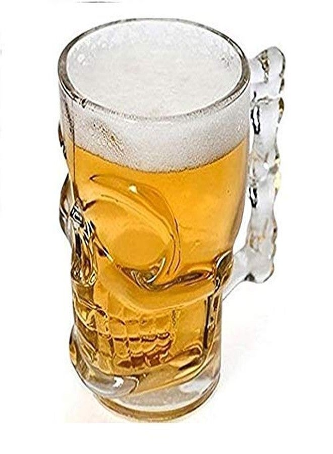 Vilon Italian premium Glass Skull Beer Mug for Home , Bar ( CLEAR , 520ML , 2 Pieces ) - Image 3